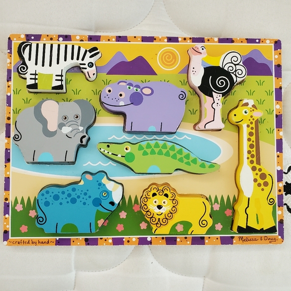 Set of 3 Melissa and Doug Puzzles Animals-Shapes-Clock - Picture 8 of 10